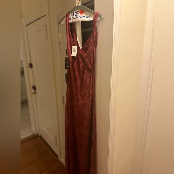 WAYF Rosetta V- Neck Satin Dress - Picture 3 of 3